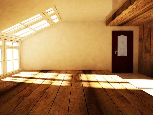 An empty attic  with the window — Stock Photo, Image