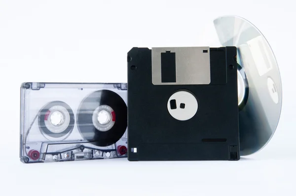 Disk, tape dan floppy disk — Stok Foto