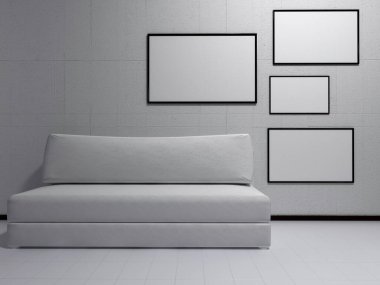 Beyaz duvarda resimler, 3D görüntüleme