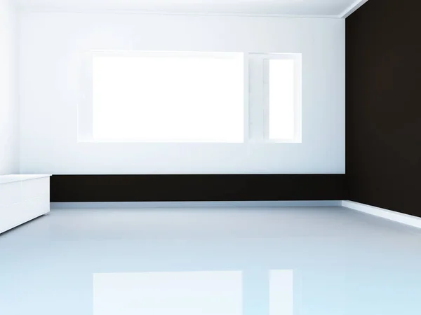 Empty Room White Black Colors Rendering — 스톡 사진