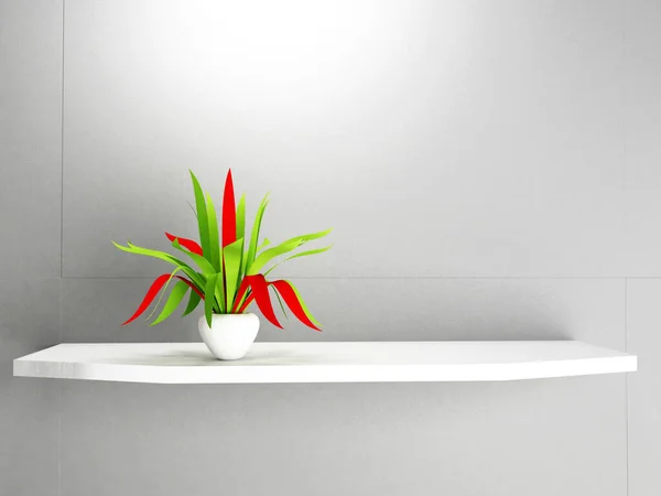 Colored Plant Shelf Rendering — 图库照片