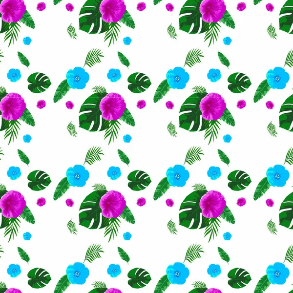 Красивая Бесшовная Текстура Цветы Листья Узор — стоковое фото