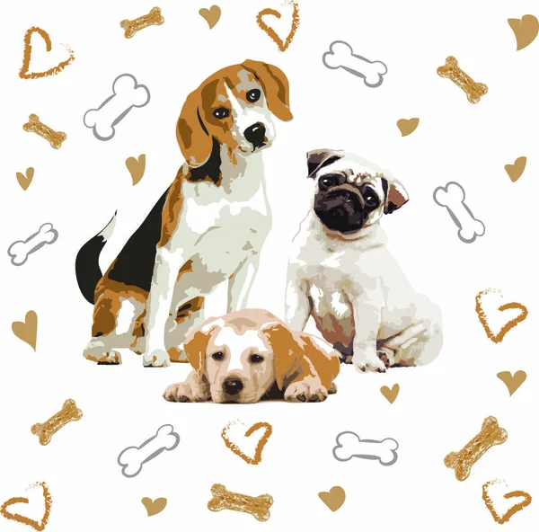 Bellissimi Cani Animali Domestici Grafica — Vettoriale Stock