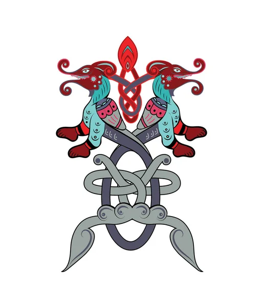 Ornement Slave Forme Dragon Mer — Image vectorielle
