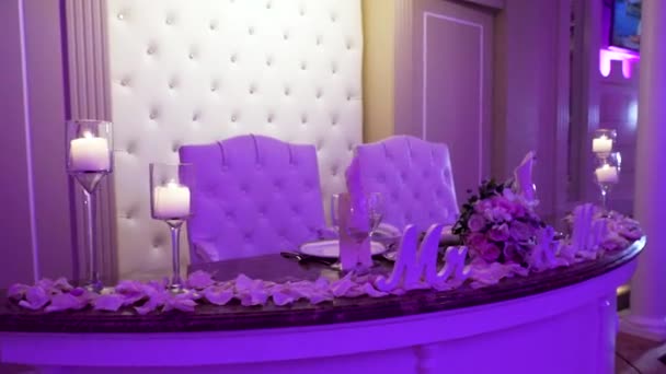 Bellissimi Preparativi Matrimonio Nel Ristorante Decorazioni Ristorante — Video Stock