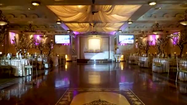 Beautiful Wedding Preparations Restaurant Restaurant Decorations — Stock Video