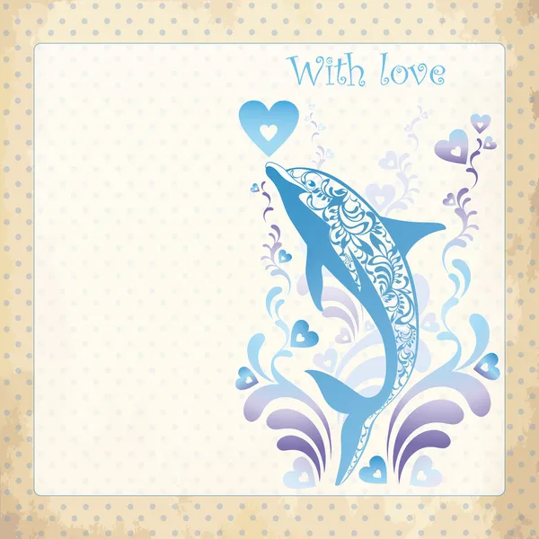 Illustrazione vettoriale con delfino ornamentale — Vettoriale Stock
