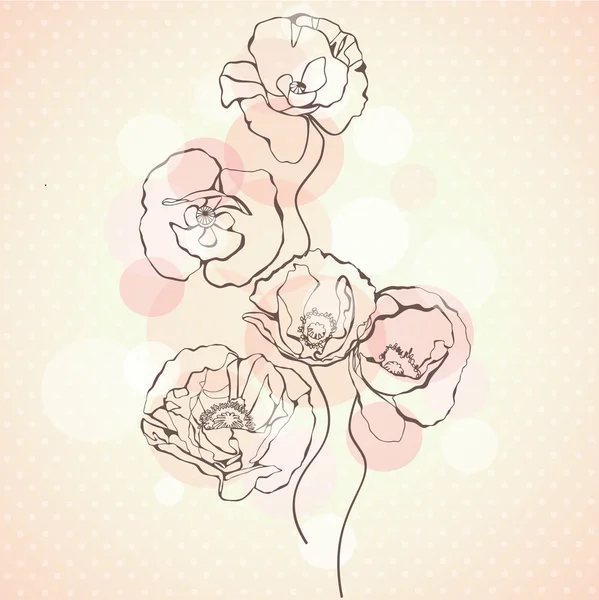 Delicado fondo con flores de amapolas . — Vector de stock