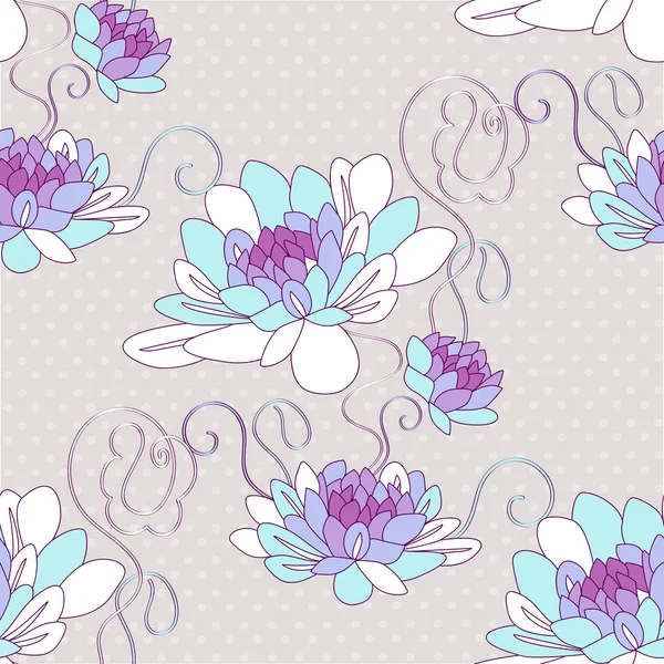 Seamless pattern with decorative dahlia flowers — Stock Vector