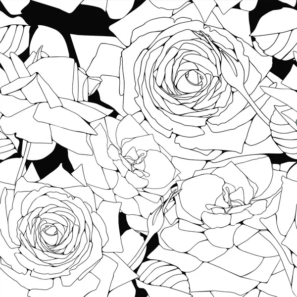 Vektor bakgrund med svarta och vita rosor — Stock vektor
