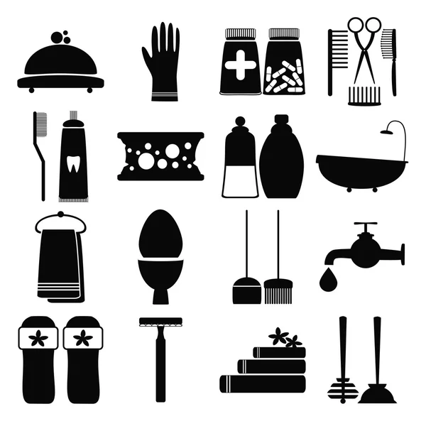 Hygiene icons silhouettes — Stock Vector