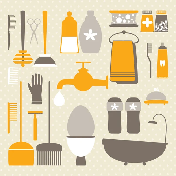 Vector set with decorative hygiene icons — Stock Vector