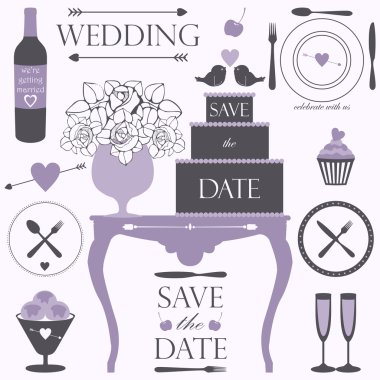 Wedding and dinner elements and signs