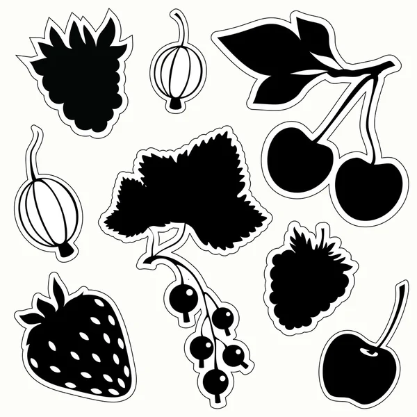 Vector set van decoratieve bessen sticker. — Stockvector