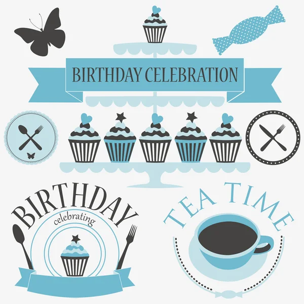 Vector set of birthday icons — Stock Vector