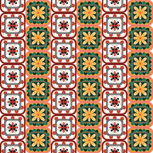 Motif africain sans couture avec ornement floral et géométrique . — Image vectorielle