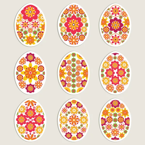 Adesivo collezione vettoriale di uova di Pasqua ornamentali . — Vettoriale Stock