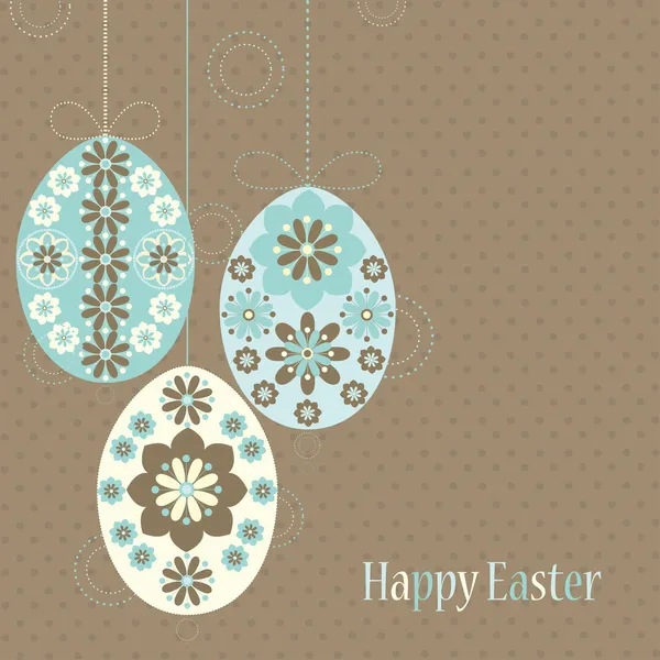 Tarjeta decorativa con huevos de Pascua en colores pastel . — Vector de stock