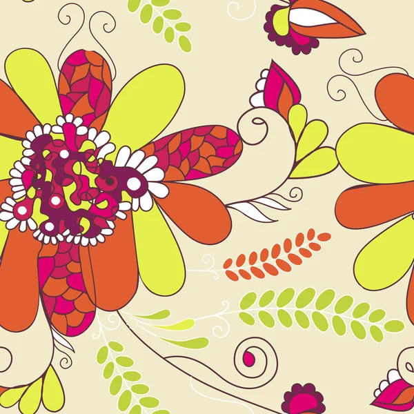 Seamless pattern with decorative fantastic flowers. — Stock Vector