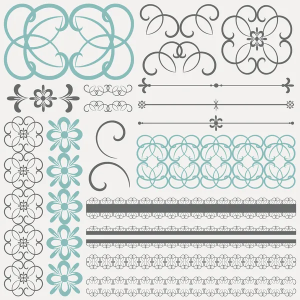 Colección vectorial de elementos y objetos de diseño ornamental . — Vector de stock