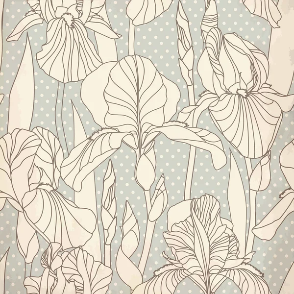 Motif avec fleur d'iris décorative dans des couleurs rétro . — Image vectorielle