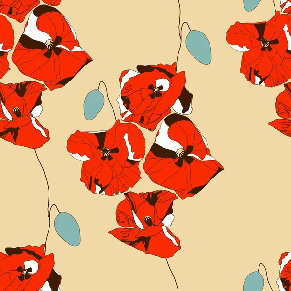 Abstracte poppy bloemen in poster kleuren. — Stockvector