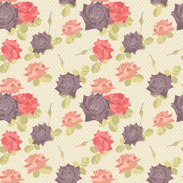 Λεπτή μοτίβο με τριαντάφυλλα λουλουδιών. — Διανυσματικό Αρχείο