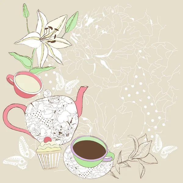 Design von Teezeitkarten. — Stockvektor