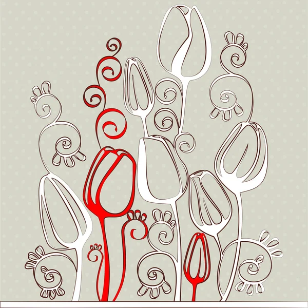 Fundo vintage com flores de tulipa decorativas . — Vetor de Stock