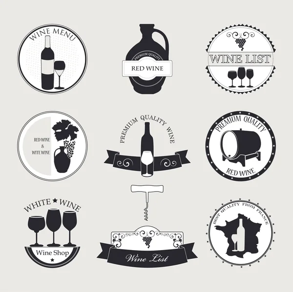 Şarap etiketleri ile grafik tasarım topluluğu. — Stok Vektör