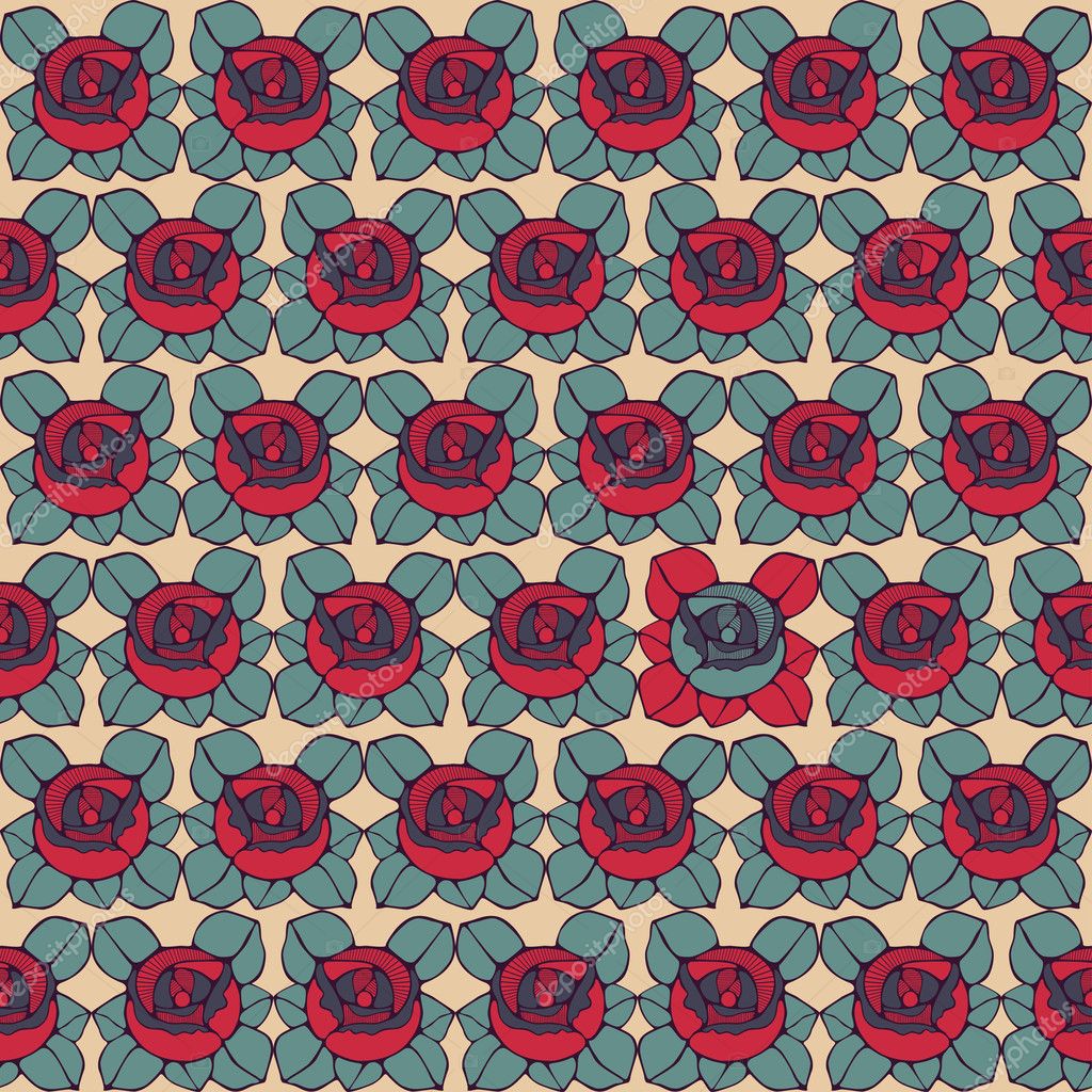 Decorative art nouveau roses flowers. — Stock Vector © geraria 31262435