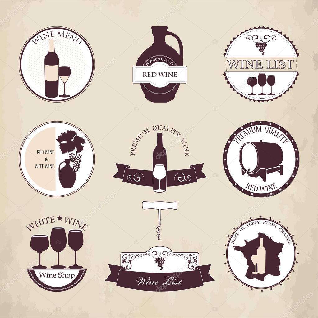 Collection of Wine Labels with vintage design.