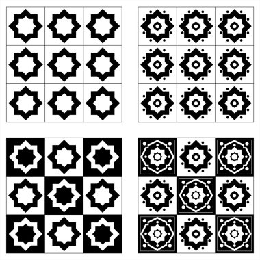 soyut siyah beyaz kesintisiz geometrik desenleri kümesi