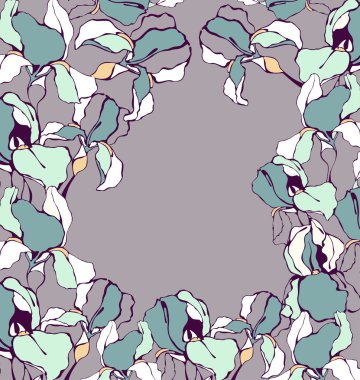 Dekoratif iris çiçeği ile vektör çerçeve