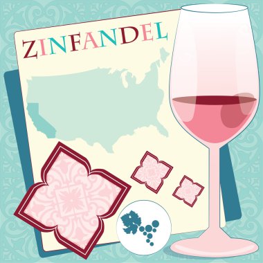 california kırmızı şarap - zinfandel Arabesk arka cam ile menü, davetiye, kart için dekoratif tasarım
