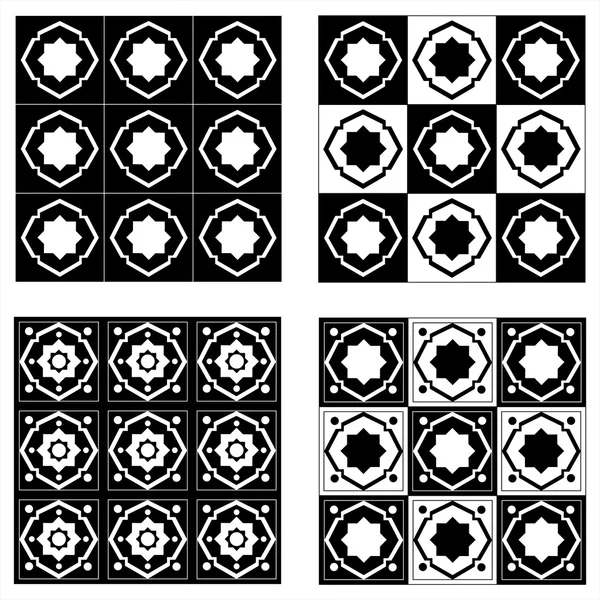 Абстрактный набор черно-белых безморских геометрических узоров — стоковый вектор