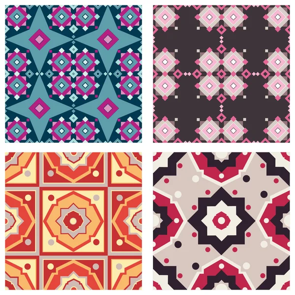 Abstracte reeks van kleurrijke naadloze geometrische patronen — Stockvector