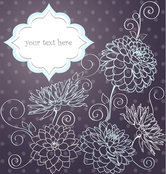 Dekorativer Hintergrund mit Dahlienblüten und Platz für Ihren Text. Vektorillustration — Stockvektor