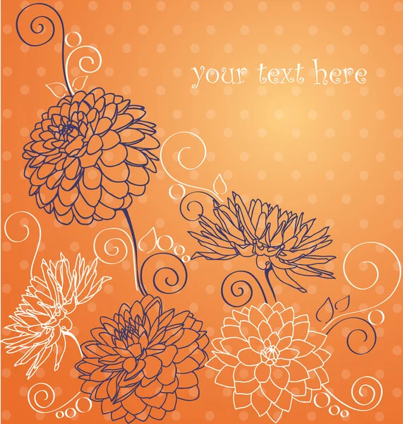 Fondo decorativo con flores de dalia y lugar para su texto. Ilustración vectorial — Vector de stock