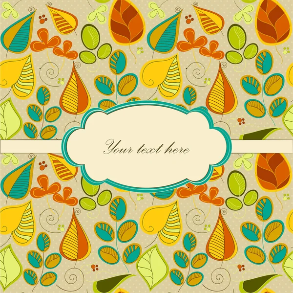 Seamless pattern with autumn leaf and place for your text. Decorative fall background — Stock Vector