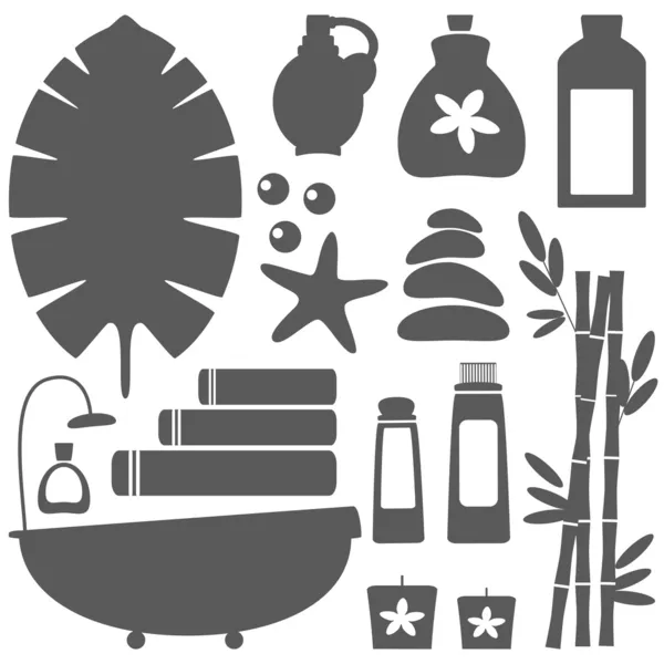 Vintage collection of decorative bathroom icons. Vector illustration — Stock Vector