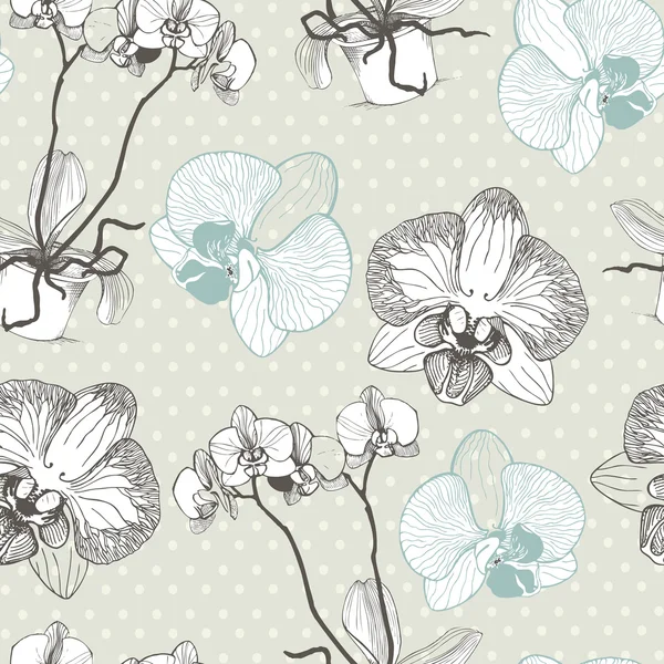 Naadloze patroon decoratieve orchideebloemen — Stockvector