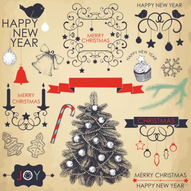 Noel ve yeni yıl elemanları