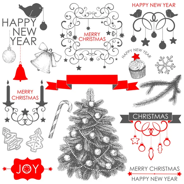 Christmas and New year's elements — Stock Vector