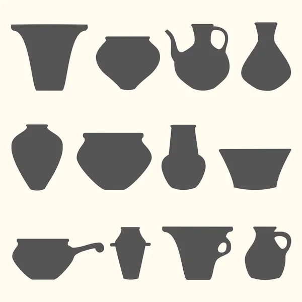 Vector set of tableware silhouette — Stock Vector