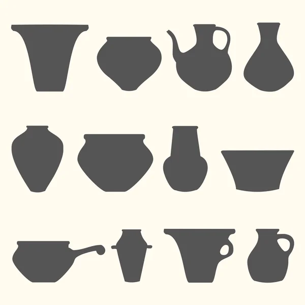 Vector set of tableware silhouette — Stock Illustration Vector set of tableware silhouette Royalty Free Stock Vectors