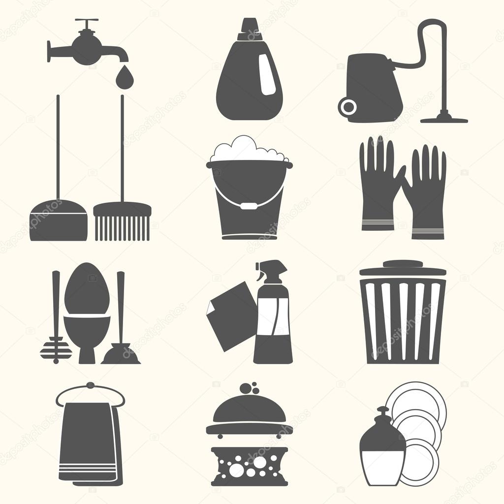 Vector set of home cleaning elements