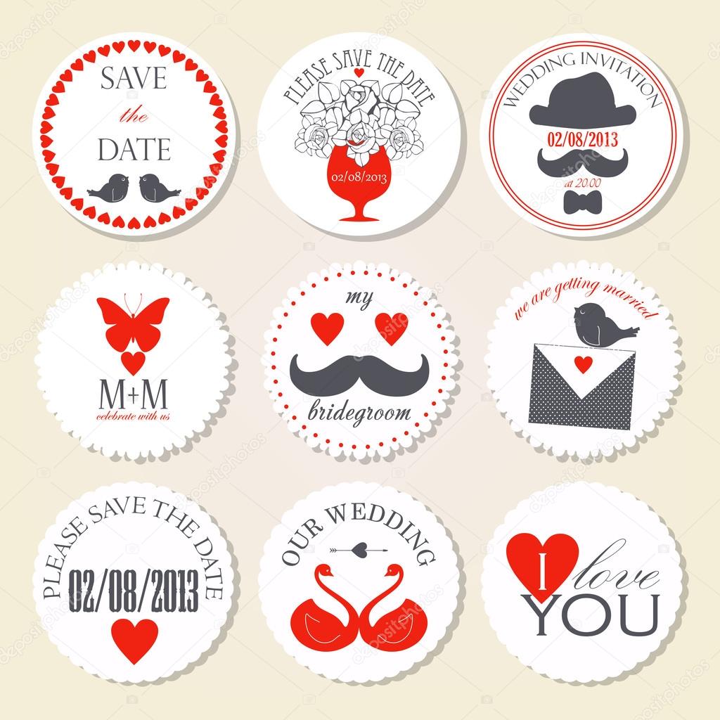 Vector collection of decorative wedding icons