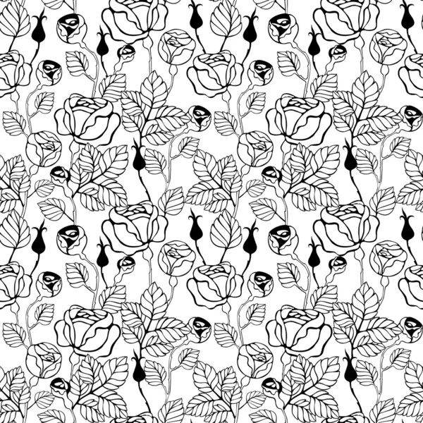 Dekoratif gül çiçekleri ile Seamless Modeli