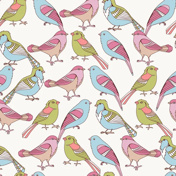 Seamless Pattern with decorative birds. — Stock Vector